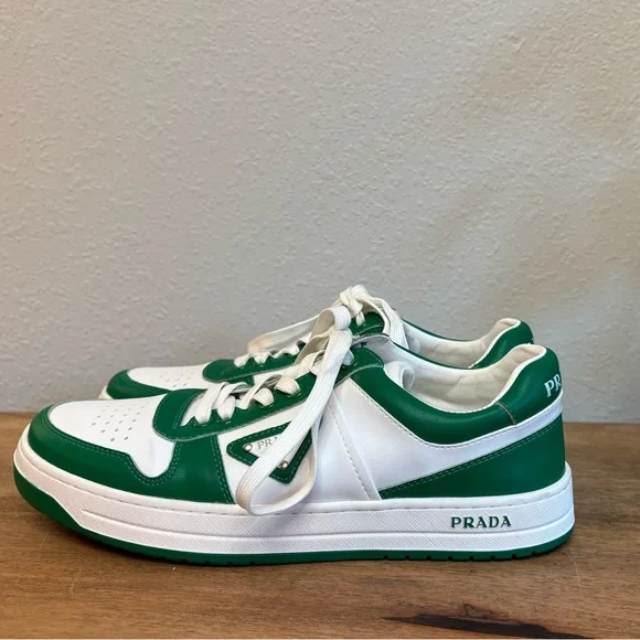 PRADA low top Leather Sneakers Green and white - Picture 3 of 11